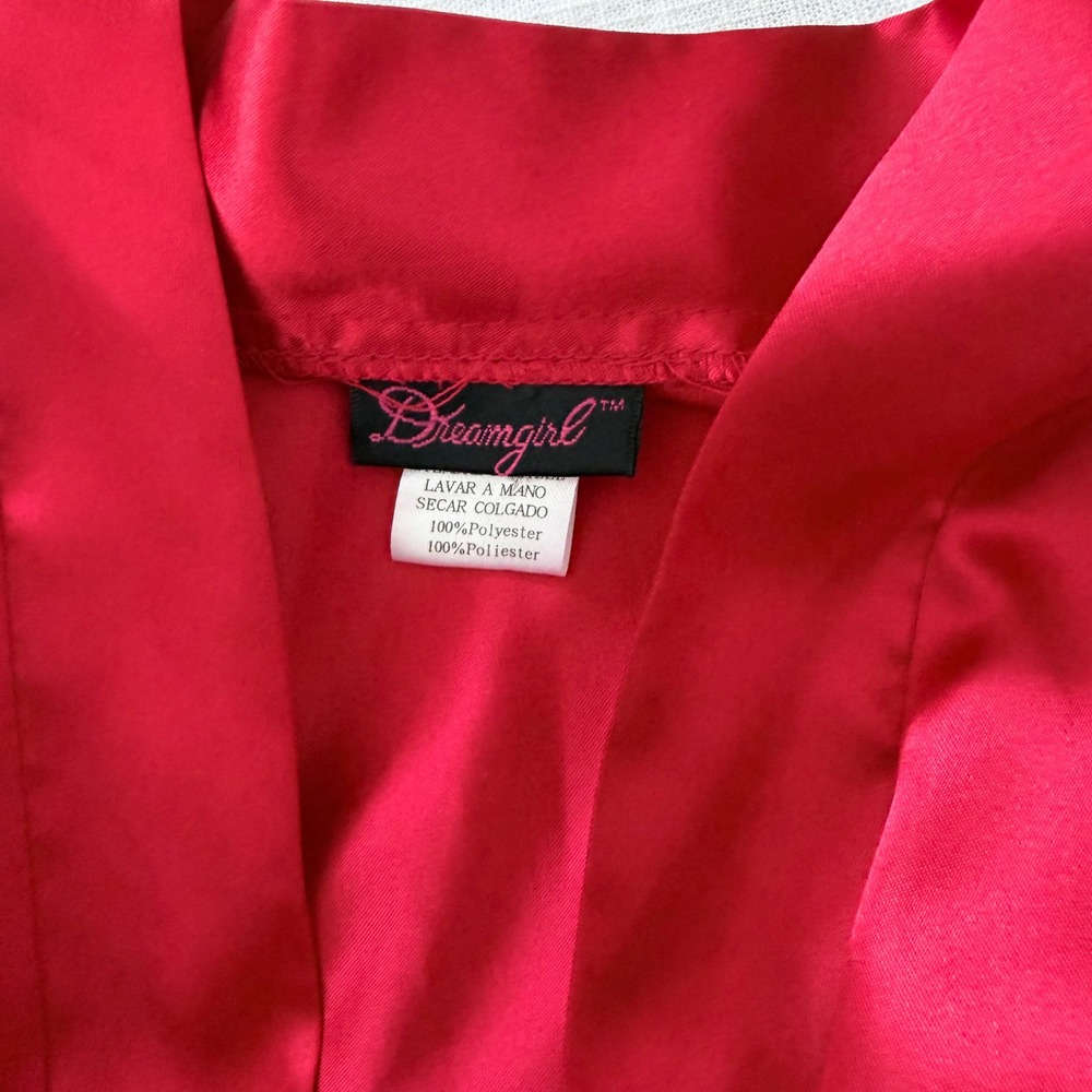Dreamgirl Red Satin Robe Kimono Short Belted Sleepwear Plus Size 3X/4X Nice - Picture 6 of 11